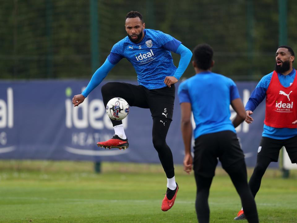Kyle Bartley on the ball during a training session 