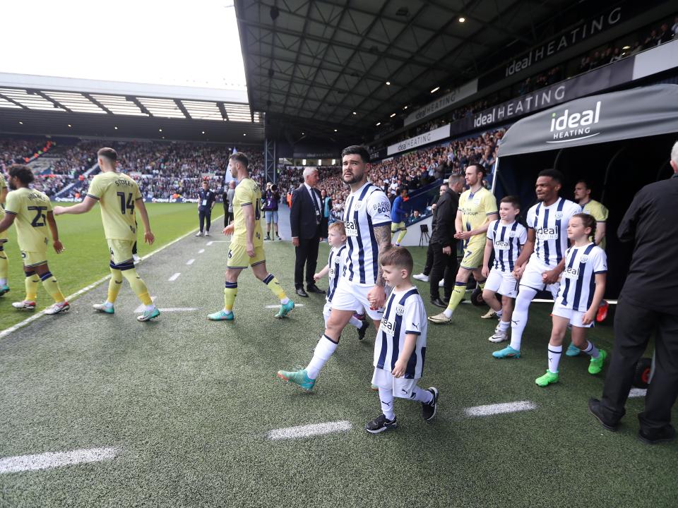 Albion players walking out of the tunnel at The Hawthorns before the Preston game
