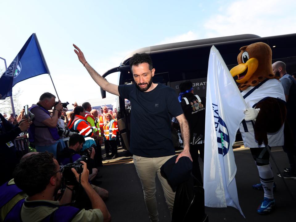 Carlos Corberán arrives at The Hawthorns before the game against Southampton 