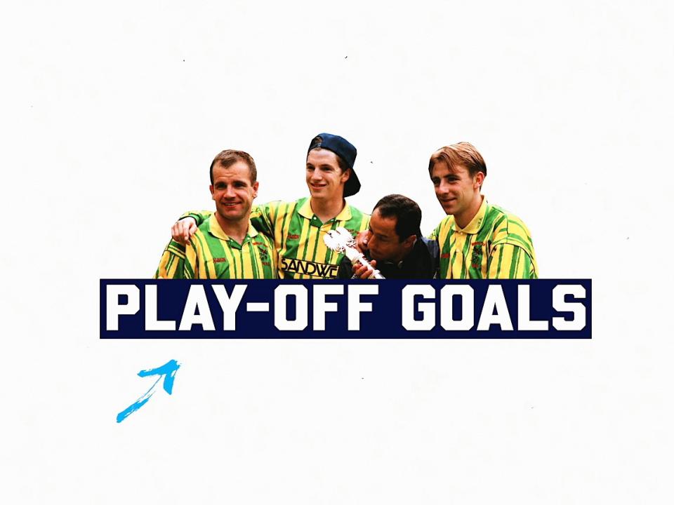 a graphic with images of 1993 play-off winners on and the words Play-Off Goals 