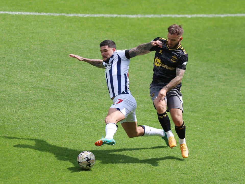 Alex Mowatt stretches to win the ball against Southampton at The Hawthorns 