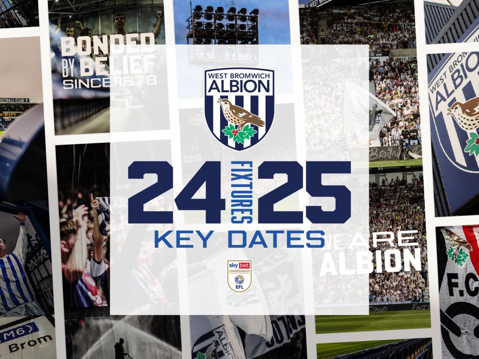 A title graphic for Albion's key fixtures in the 2024/25 season