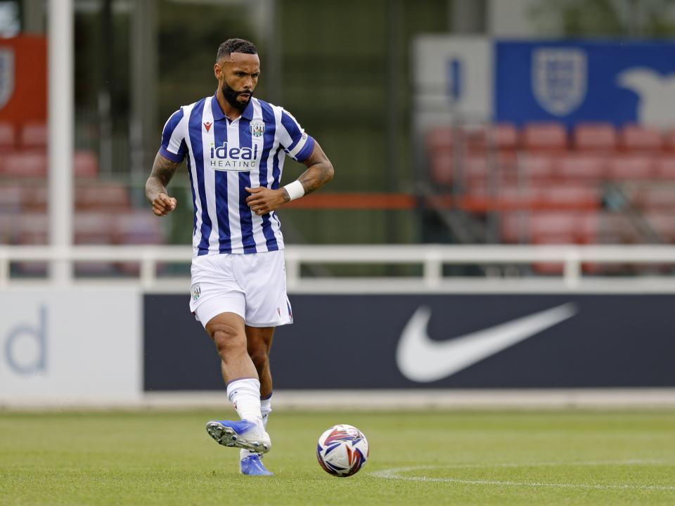 An image of Kyle Bartley on the ball during Albion's friendly against Peterborough