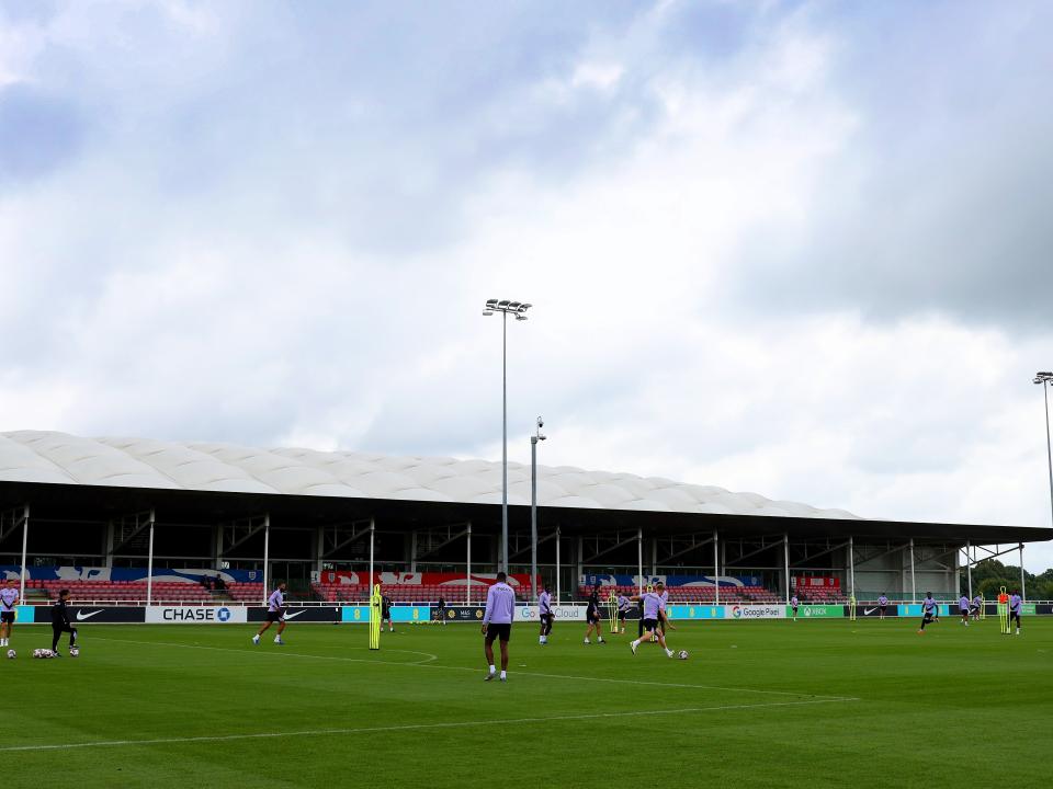A general view shot of the training pitch at St. George's Park while Albion train