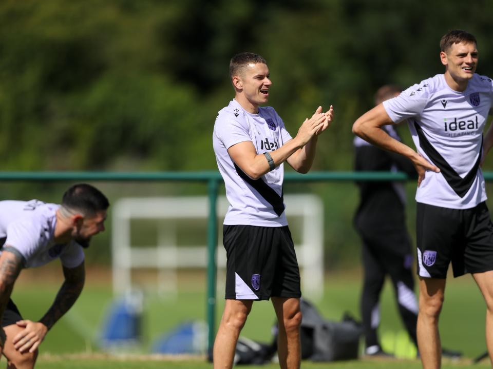 Conor Townsend laughing during a training session