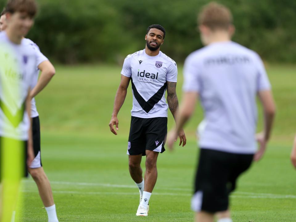Darnell Furlong smiling during a training session 