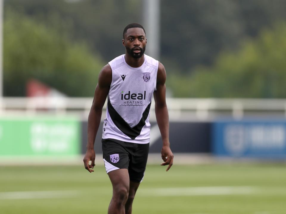 Semi Ajayi watching the ball in a training session at St. George's Park