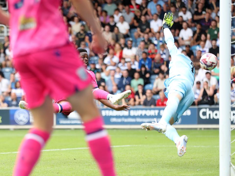 Josh Maja scores his third goal against QPR 