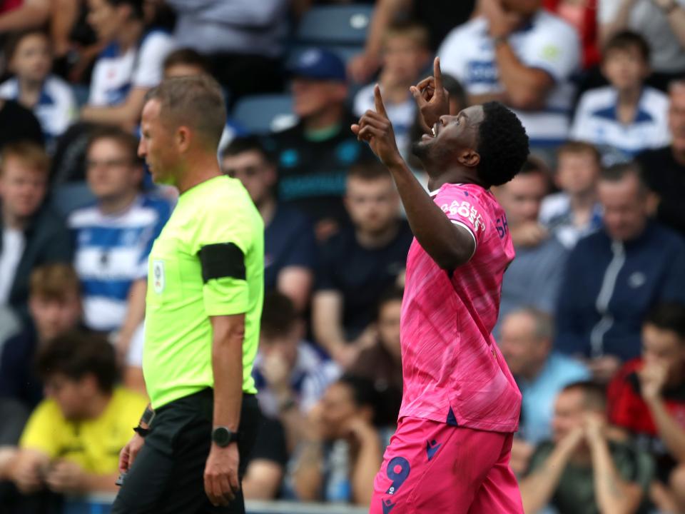Josh Maja celebrates scoring his third goal against QPR