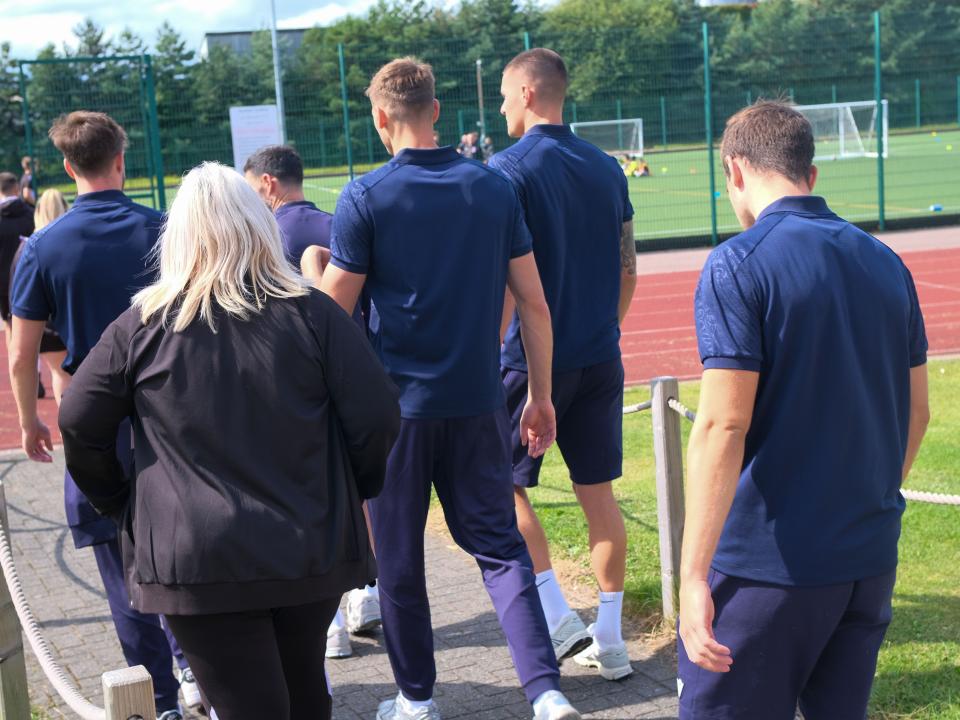 Albion players arrive at Sandwell Academy.