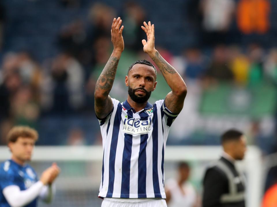 Kyle Bartley applauding Albion fans at The Hawthorns