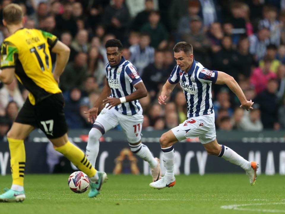 Grady Diangana and Jed Wallace in action for Albion against Plymouth