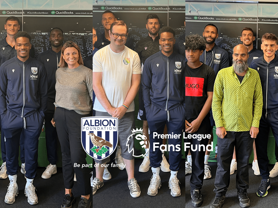 Premier League Fans Fund groups and the Albion men's first team squad.