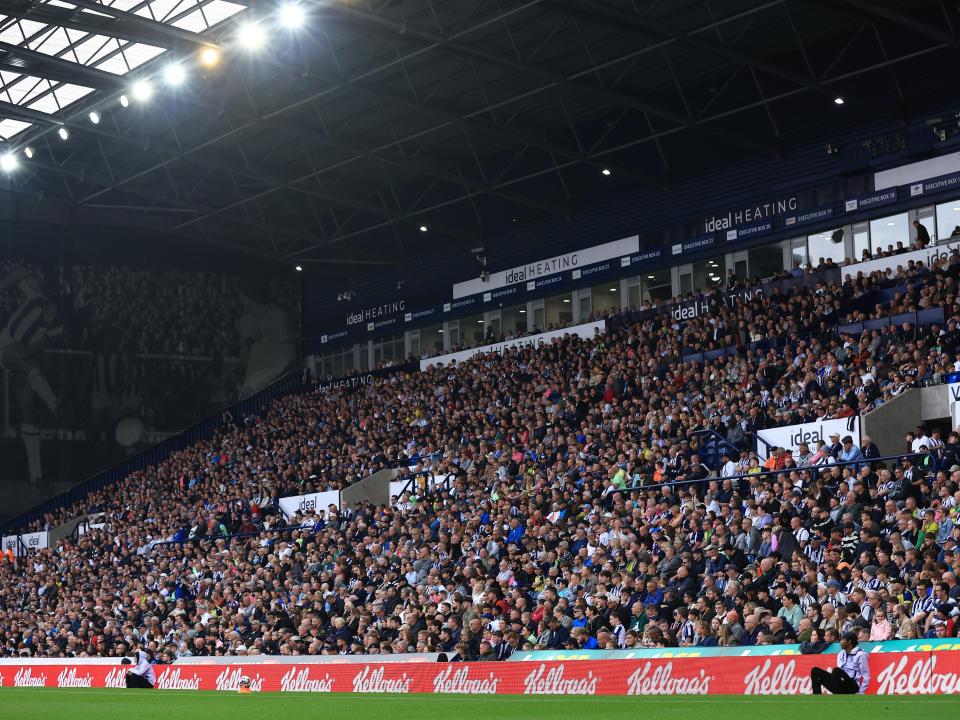 A general view of the East Stand packed with supporters watching the Plymouth game 
