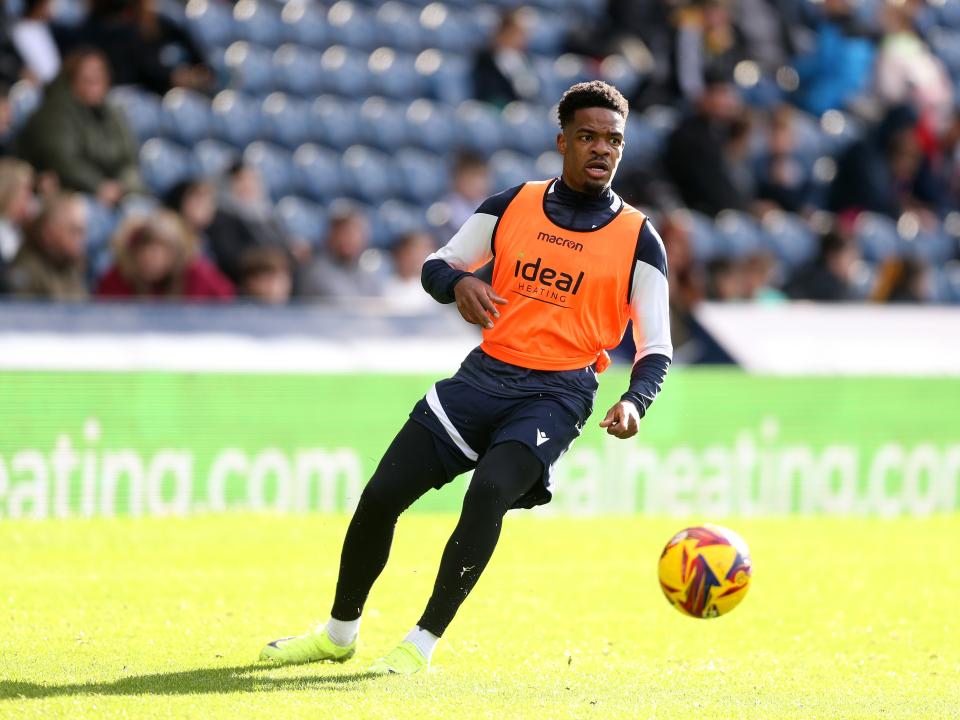 Grady Diangana on the ball during a training session at The Hawthorns