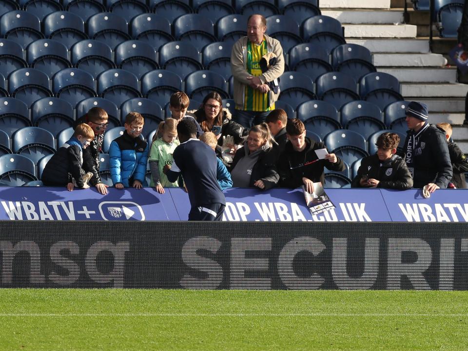 A general view of WBA fans in the stand on open training day