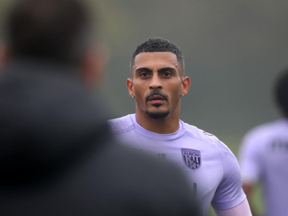 Karlan Grant looking forward during a training session 