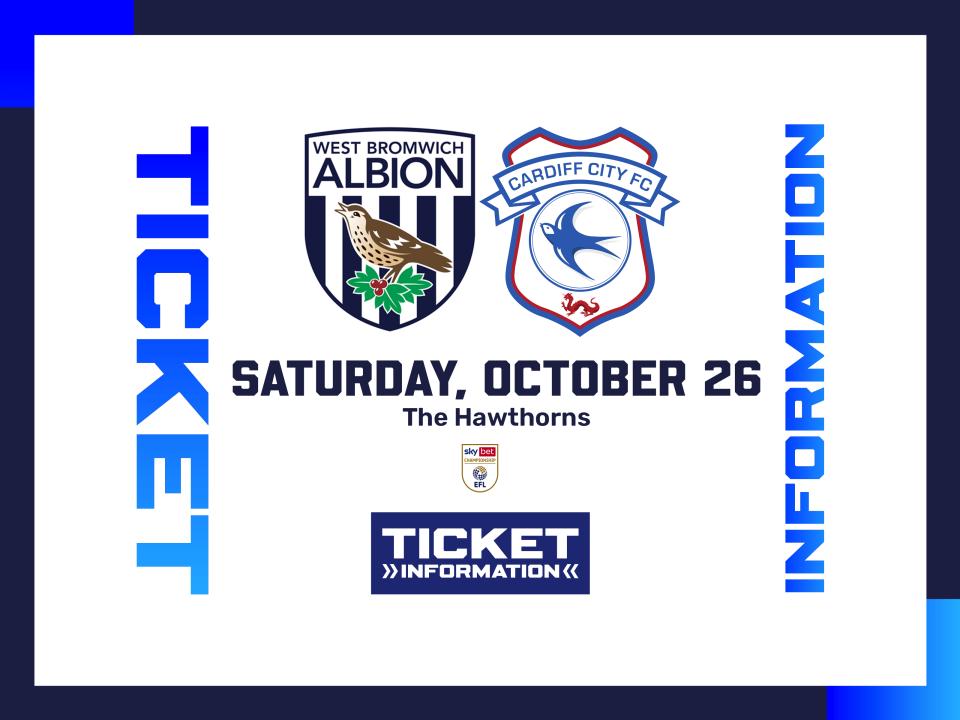 A ticket graphic displaying information for Albion's game against Cardiff