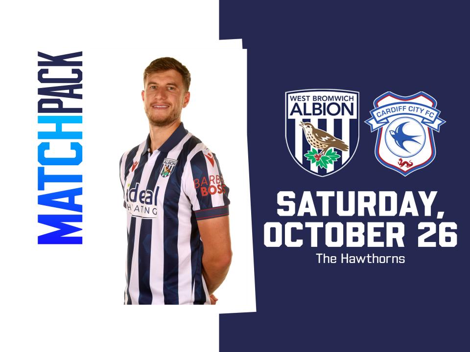 Albion v Cardiff home colours match pack graphic with both badges on and an image of Paddy McNair smiling at the camera stood in the home shirt 