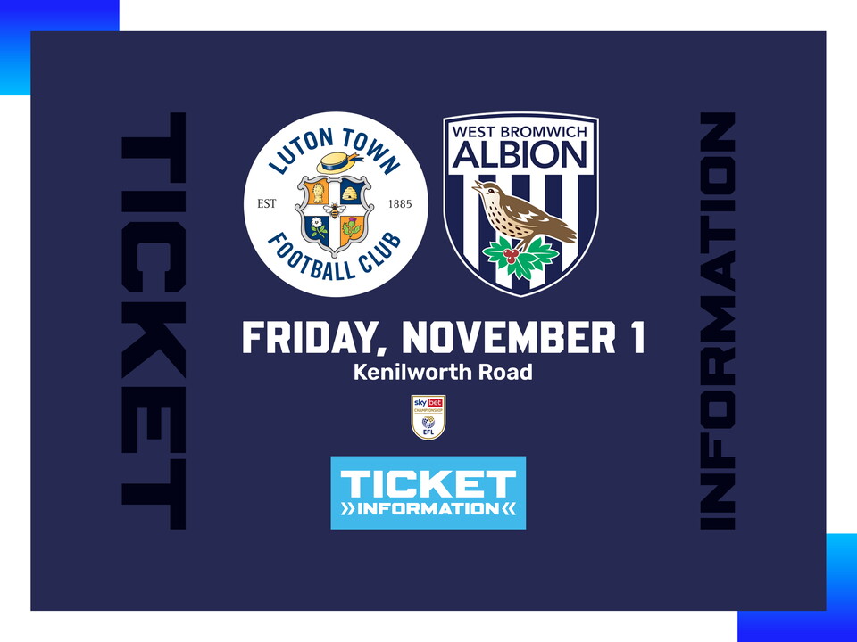 A ticket graphic displaying information for Albion's game against Luton