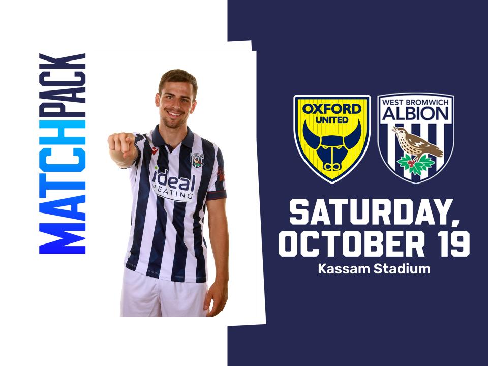 A match pack graphics, featuring a photo of Jayson Molumby in the 2024/25 home kit, showing the Oxford and Albion crests