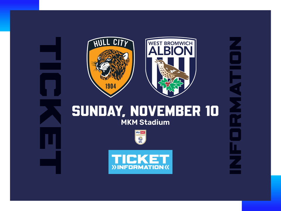 A ticket graphic displaying information for Albion's trip to Hull