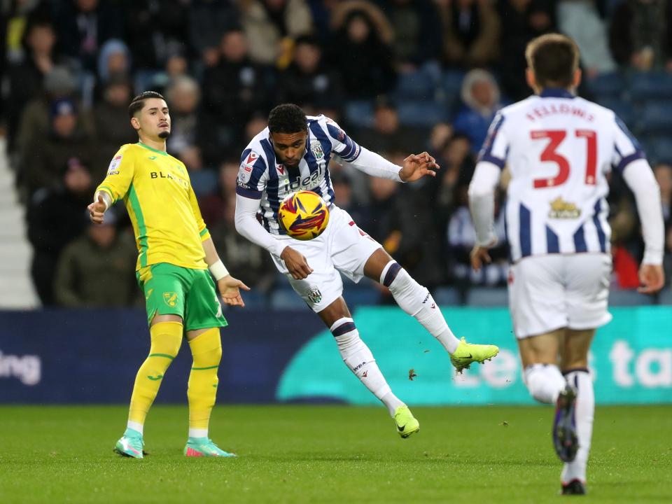 Darnell Furlong heading the ball against Norwich 