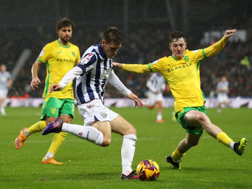 Tom Fellows in action against Norwich City 