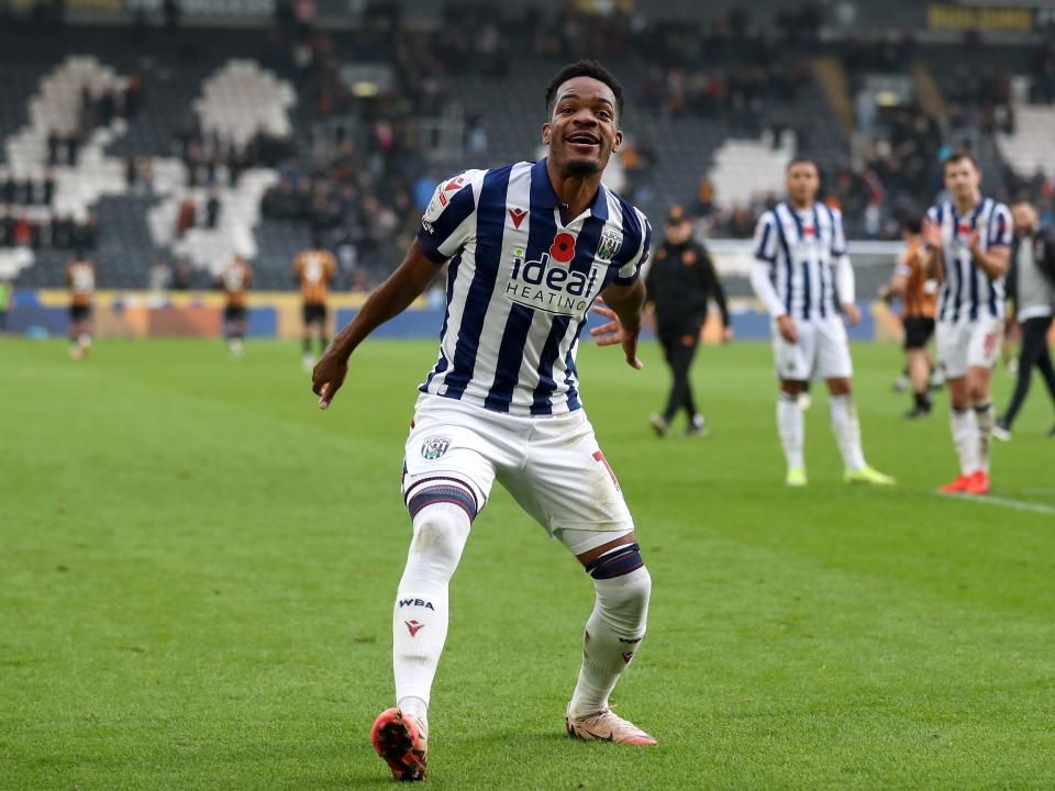 Grady Diangana celebrates a win after the full-time whistle