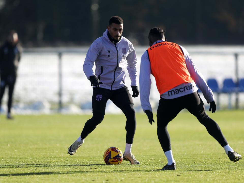 Karlan Grant on the ball during a training session