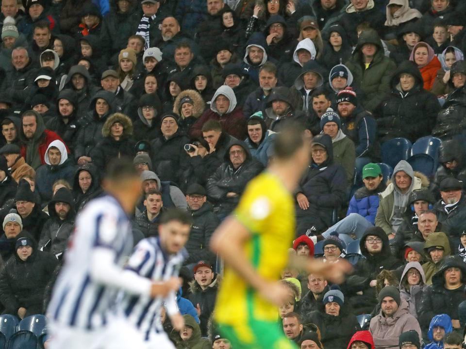 A general view of Albion fans watching the Norwich game at The Hawthorns 