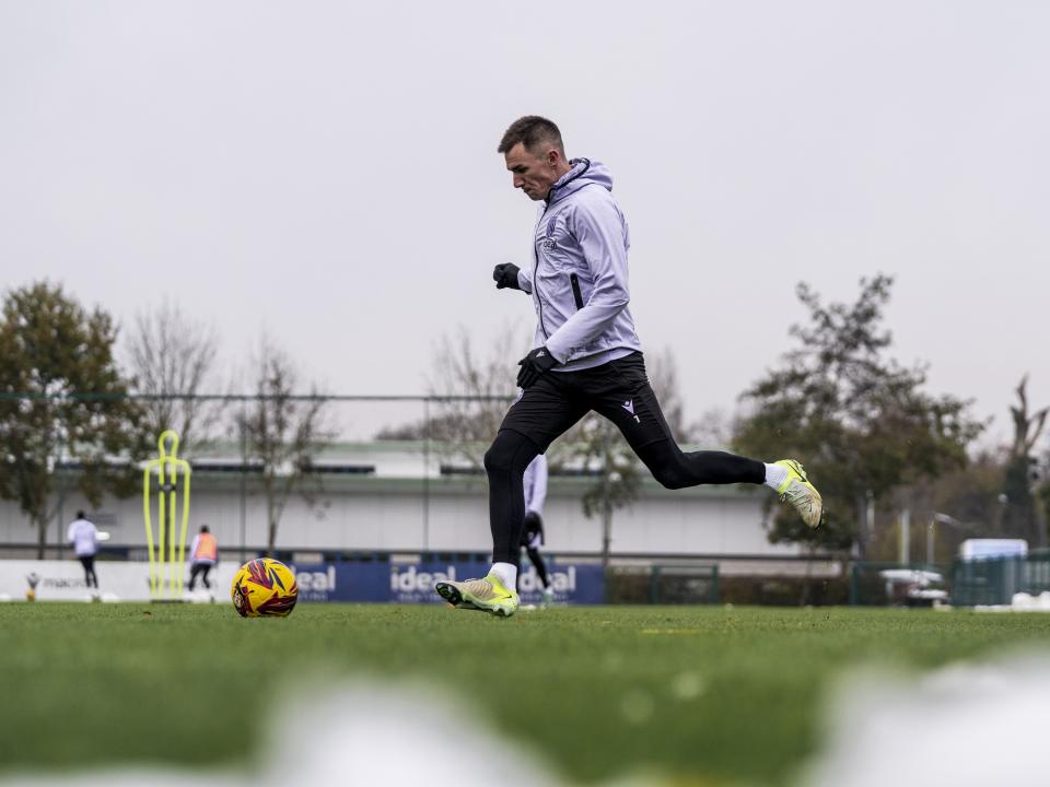 Jed Wallace on the ball during a training session