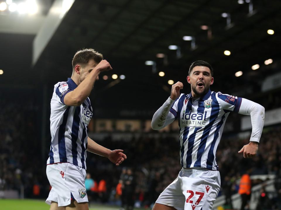 Alex Mowatt celebrates scoring against Coventry City with Jayson Molumby