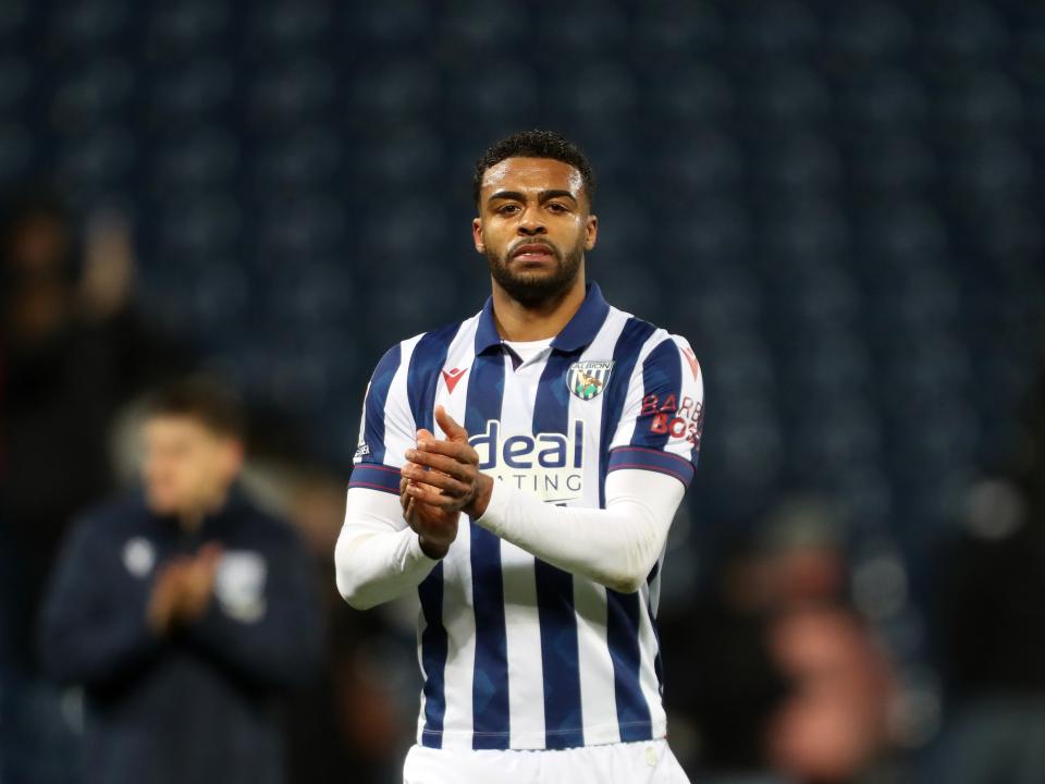 Darnell Furlong applauds Albion fans following the win over Bristol City