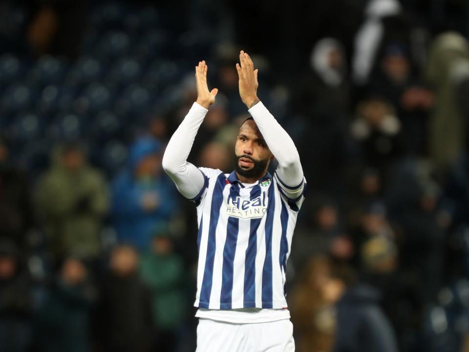 Kyle Bartley applauds Albion fans following the win over Bristol City