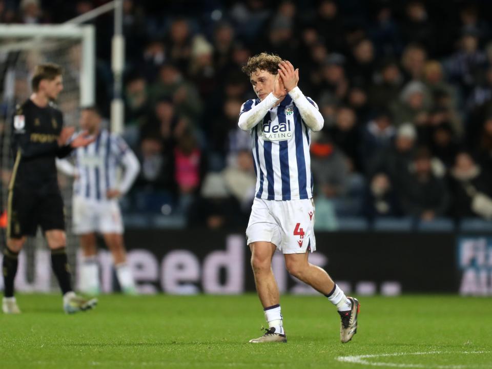 Callum Styles applauds supporters after Albion's win against Coventry City 