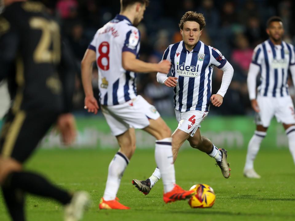 Jayson Molumby on the ball against Coventry City with Callum Styles watching 
