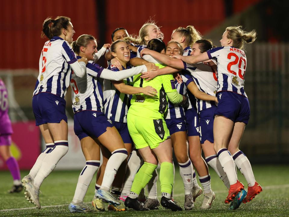 Albion Women celebrate beating Wolves.