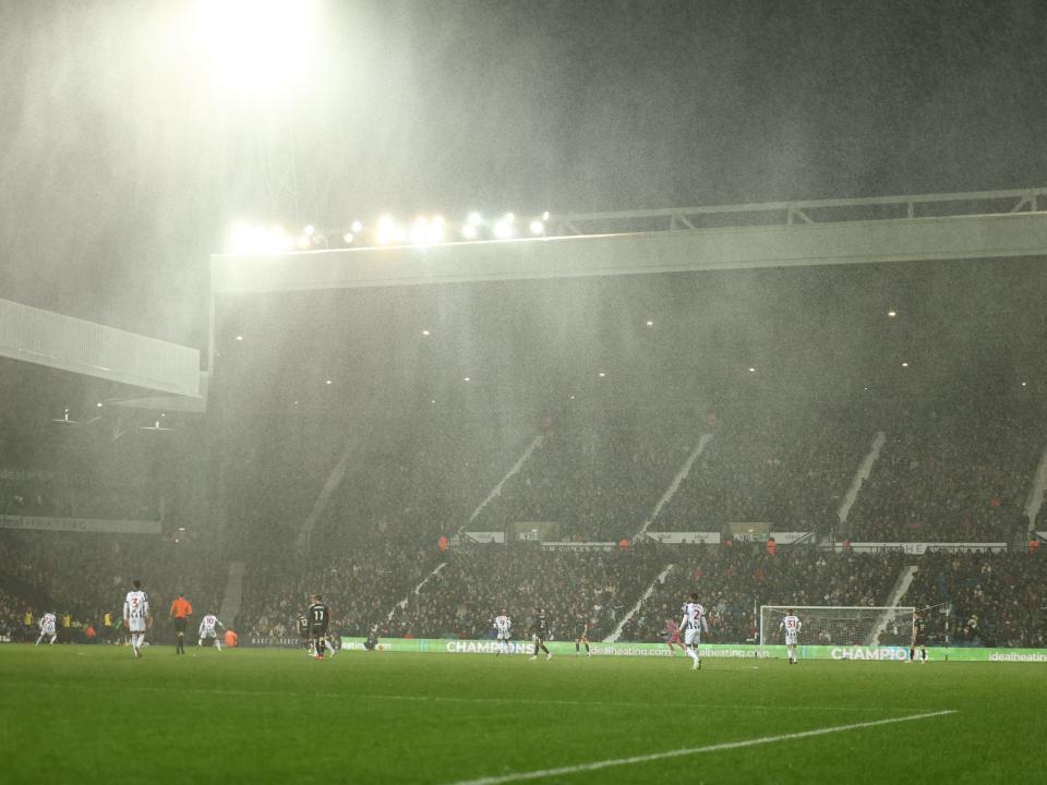 General view of the rain at The Hawthorns during the Bristol City game 