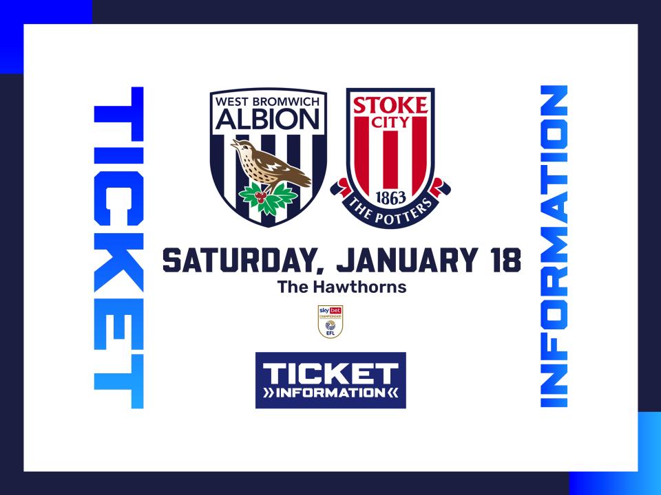 A ticket graphic displaying information for Albion's game against Stoke