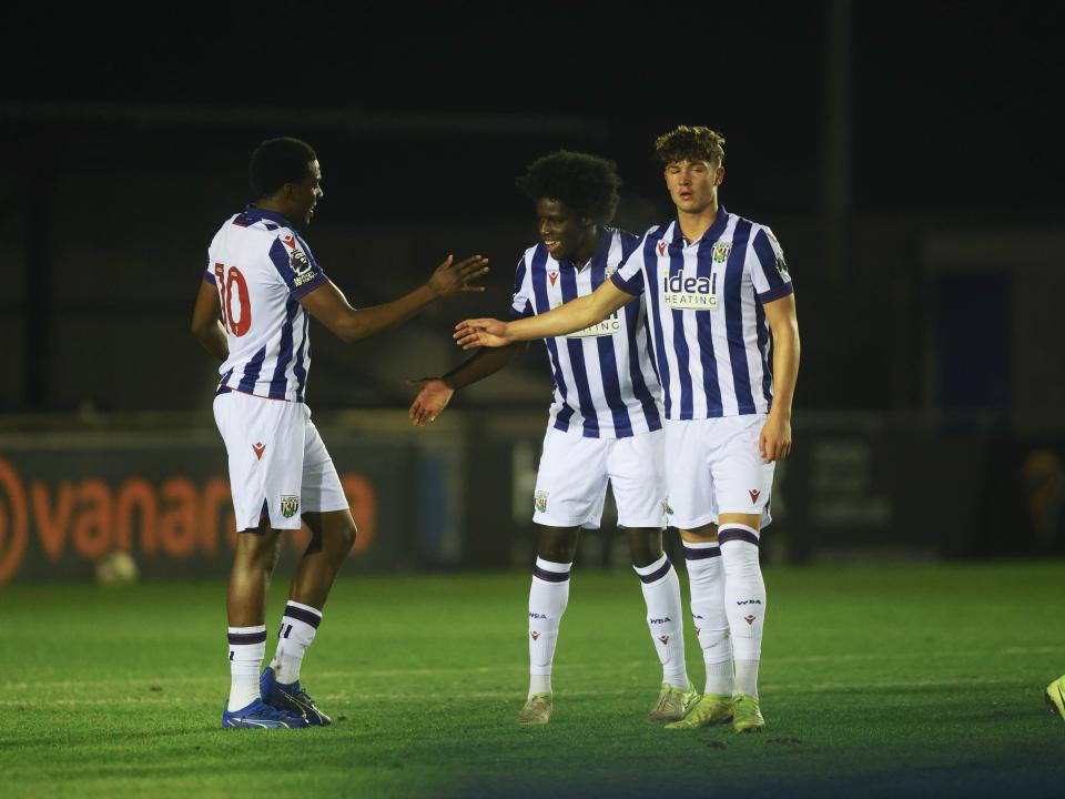 Albion celebrate scoring against Fleetwood Town.