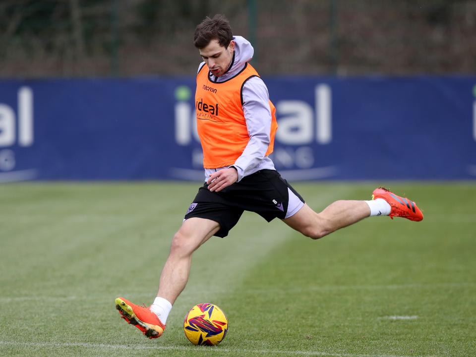 Jayson Molumby on the ball during a training session