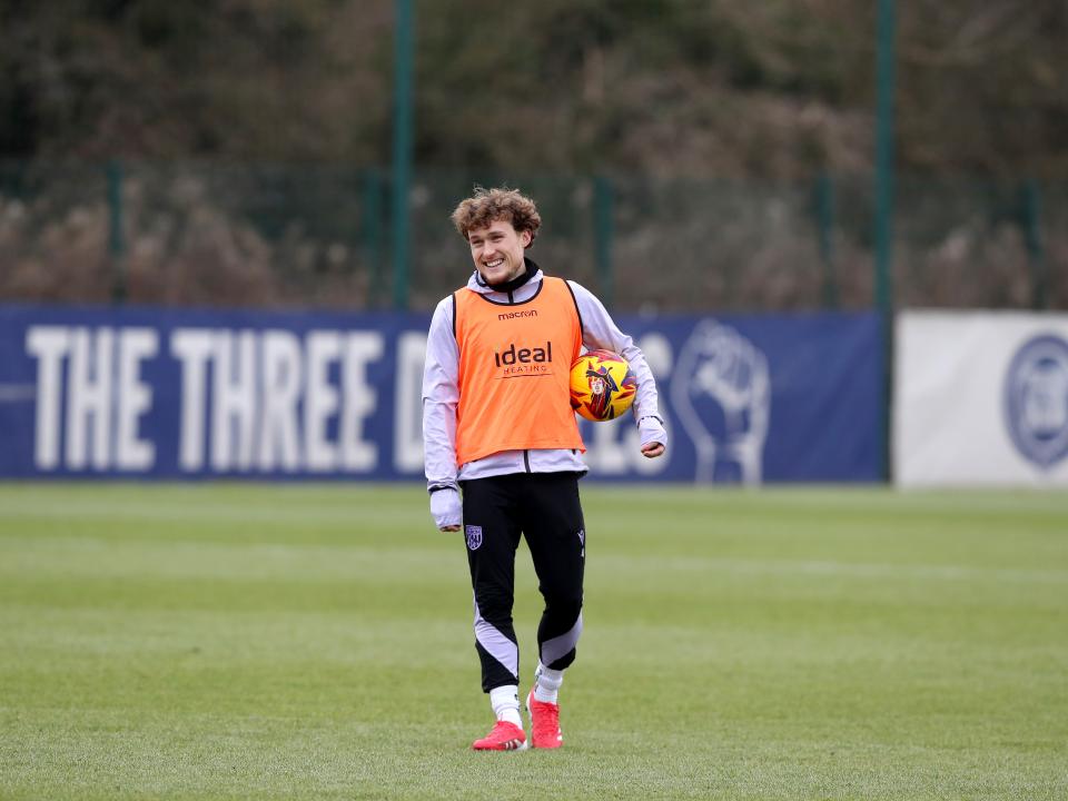 Callum Styles smiling during a training session