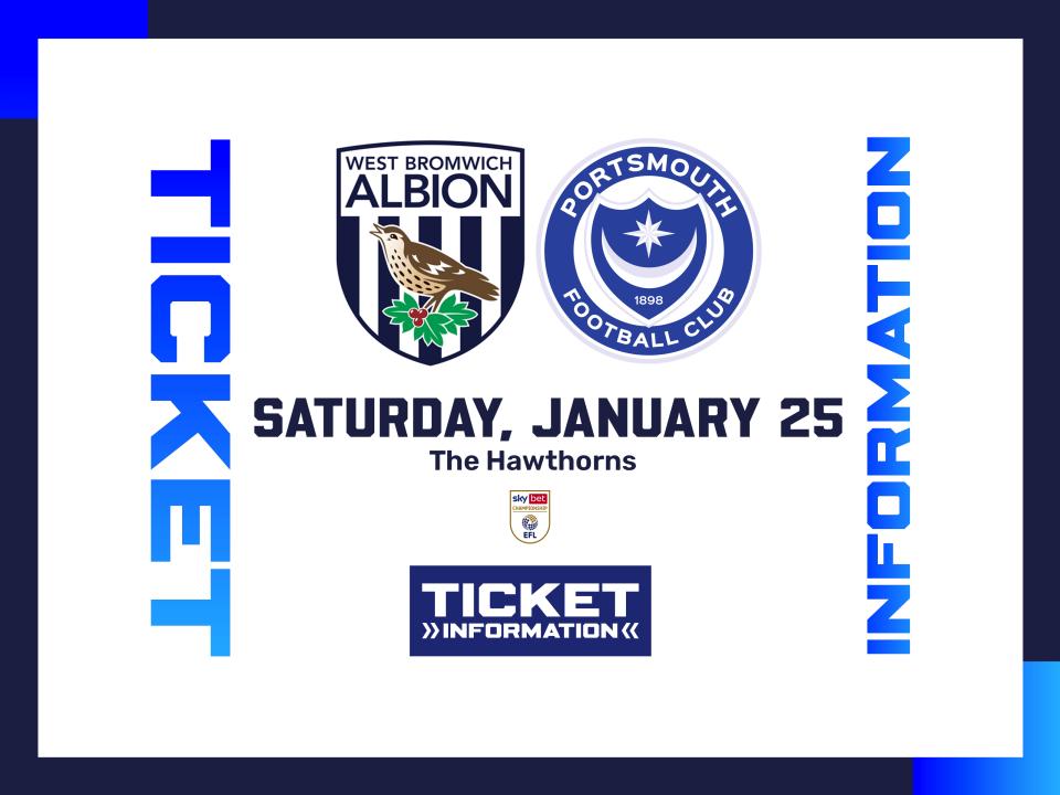 A ticket graphic displaying information for Albion's game against Portsmouth
