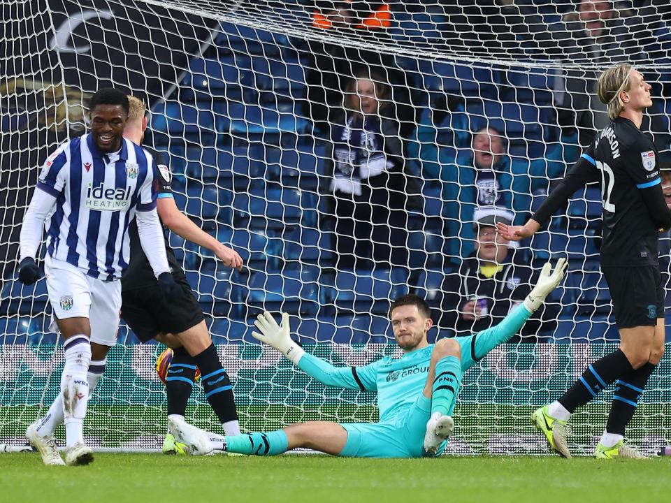 Josh Maja celebrates scoring against Preston 