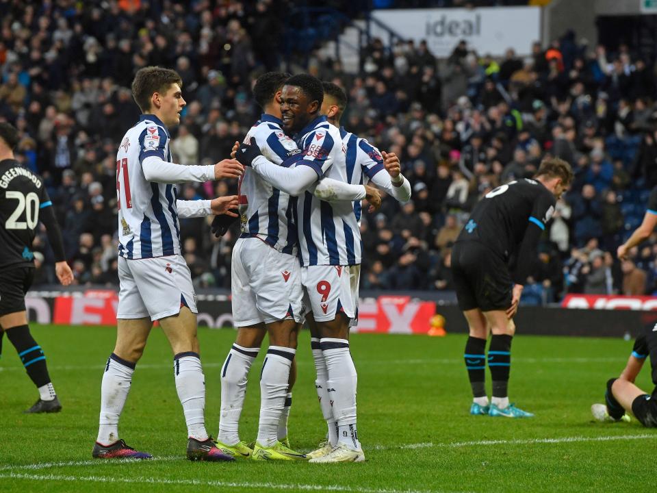 Josh Maja celebrates scoring against Preston for the second time