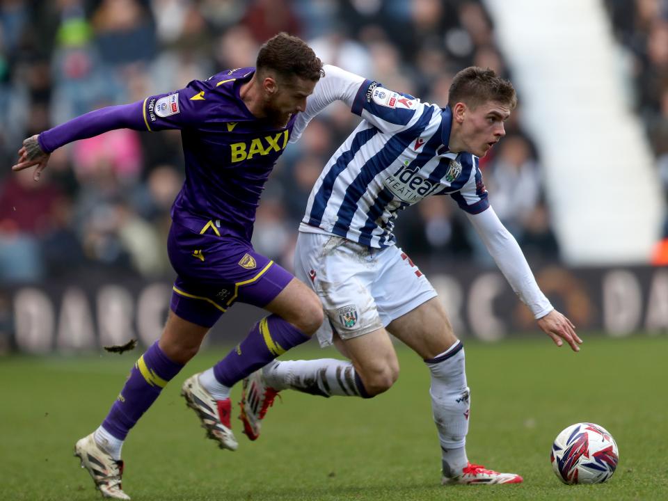 Tom Fellows in action against Oxford United at The Hawthorns