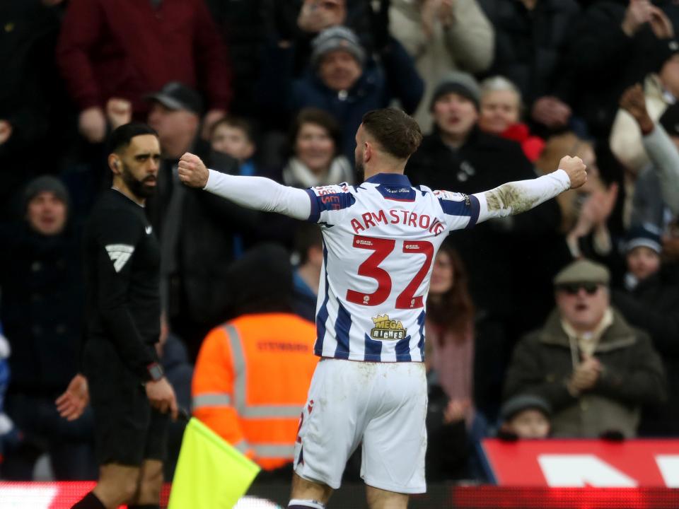 Adam Armstrong celebrates scoring against Sheffield Wednesday 