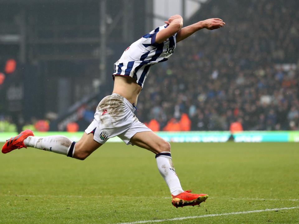 Jayson Molumby celebrates scoring against Sheffield Wednesday