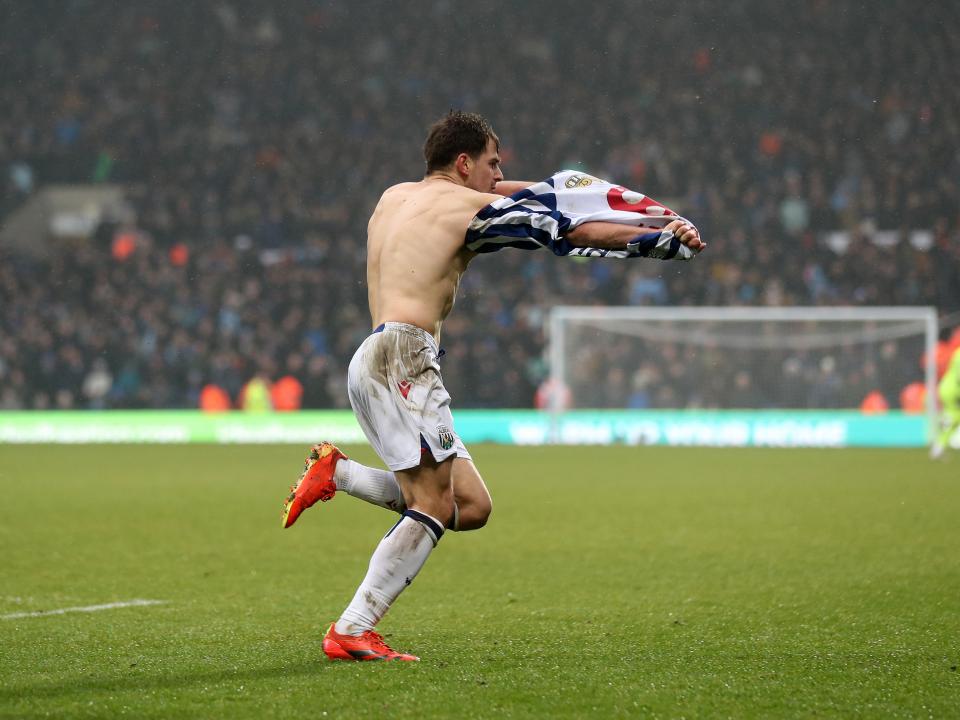 Jayson Molumby celebrates scoring against Sheffield Wednesday